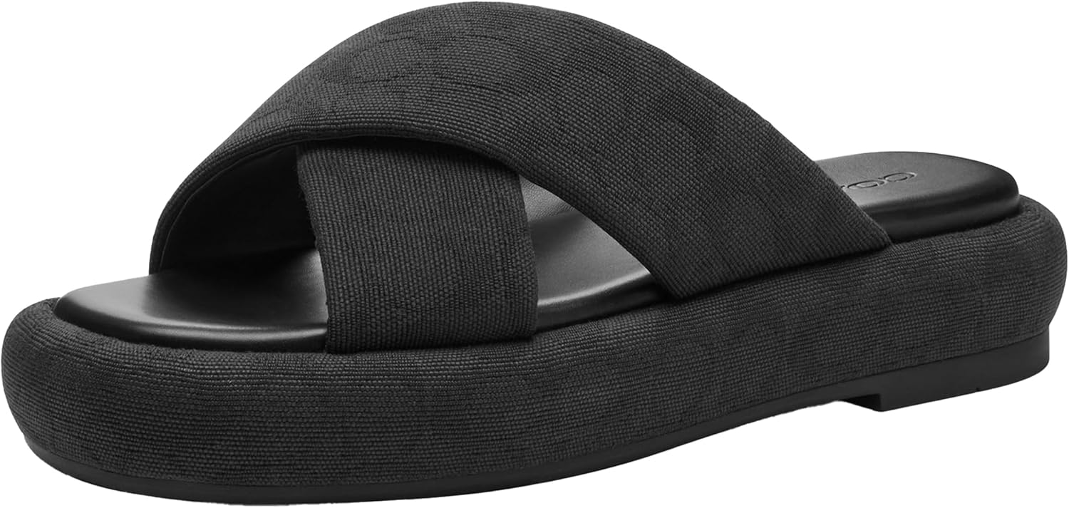 COACH Penelope Signature C Sandal, Charcoal/Black 6.5