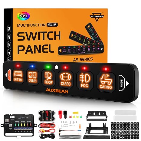 Auxbeam 6 Gang Slim Switch Panel RGB AS-R60 Auto-Dimmable Control Panel