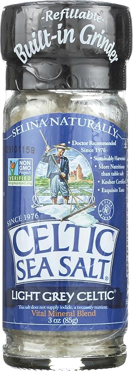 Celtic Sea Salt, Light Grey Grinder, 3 oz White