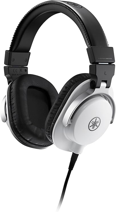 Yamaha HPH-MT5 stüdyo kulaklığı, katlanabilir monitör kulaklığı, 3 m kablolu ve 6,3 mm standart stereo adaptör fişli, beyaz