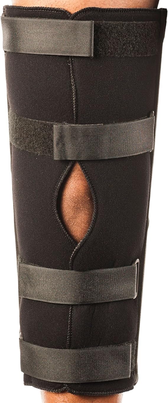 Tri-Panel Knee Immobilizer (12" Length) | Knee straightener for ACL, MCL & meniscus recovery, adjustable full leg support for men & women, lightweight & breathable