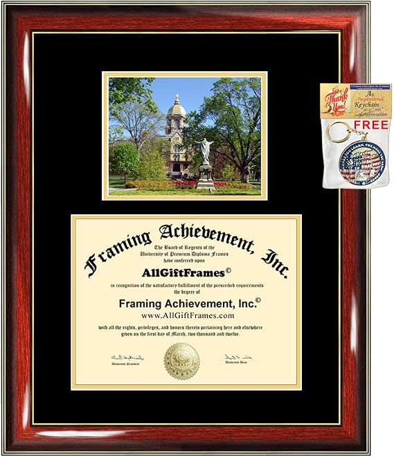 AllGiftFrames University of Notre Dame Diploma Frame Graduation Degree UND College Campus Photo Graduation Gift Certificate Plaque Framing Document Double Holder Case Bachelor Master PhD Doctorate