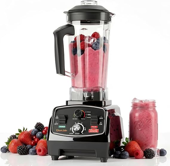 WantJoin Professional Blender, ETL listed 2000ml Commercial Blender for kitchen Max 1800W High Power Home and Commercial with Timer, Smoothie Maker 2000ml for Crushing Ice, Frozen Dessert, Soup,fish