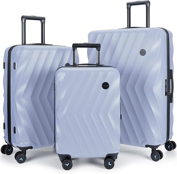 BAGSMART 3 Piece Luggage Sets PC Suitcase Hardside Luggage with Spinner Wheels TSA Lock Lightweight Family Travel Suitcases Set of 3 Carry On Checked (20/24/28 Inch), Purple