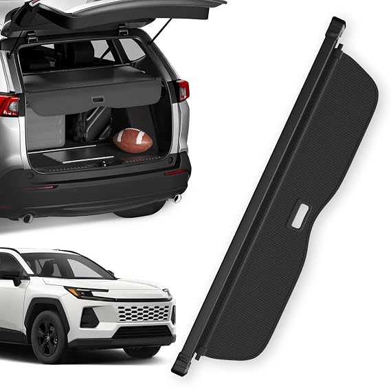Cargo Cover for Toyota RAV4 2026, Retractable Trunk Cover | Carbon Fiber Texture Ends, Rear Cargo Shield, Anti-Peeping Security Shade for Privacy, 2026 RAV4 Accessories