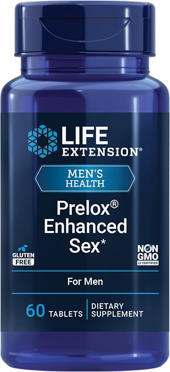 Life Extension Prelox Enhanced Sex French Maritime Pine Bark Extract, L-Arginine Male Sexual Health, Promotes Male Blood Flow Gluten-Free, Non-GMO 60 Tablets
