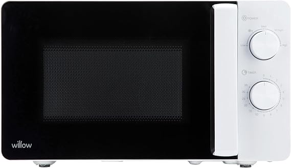 Willow WM20MW 20L 800W Manual Solo Microwave Oven – Compact Countertop Microwave with 5 Power Levels & Defrost Function – White