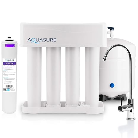 Aquasure Reverse Osmosis Water Purification System, 4-Stage Filtration, NSF Certified, Polypropylene Material, Multicolor
