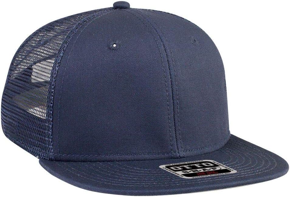 OTTO SNAP Cotton Twill Round Flat Visor 6 Panel Mesh Back Trucker Snapback