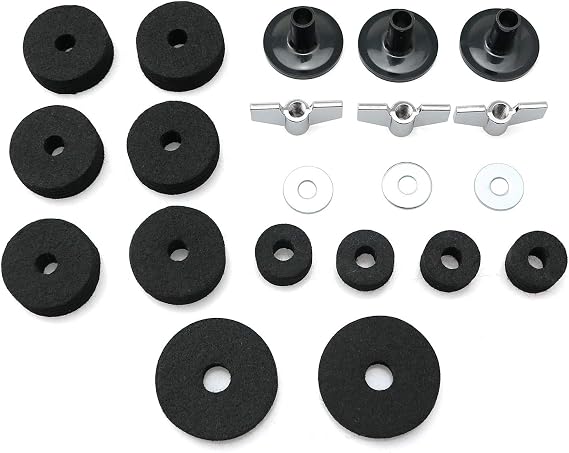 21PCS Cymbal Replacement Accessories Cymbal Felt Pads Hi-Hat Clutch Felt Hi Hat Cup Felt Cymbal Sleeves with Base Wing Nuts and Washers