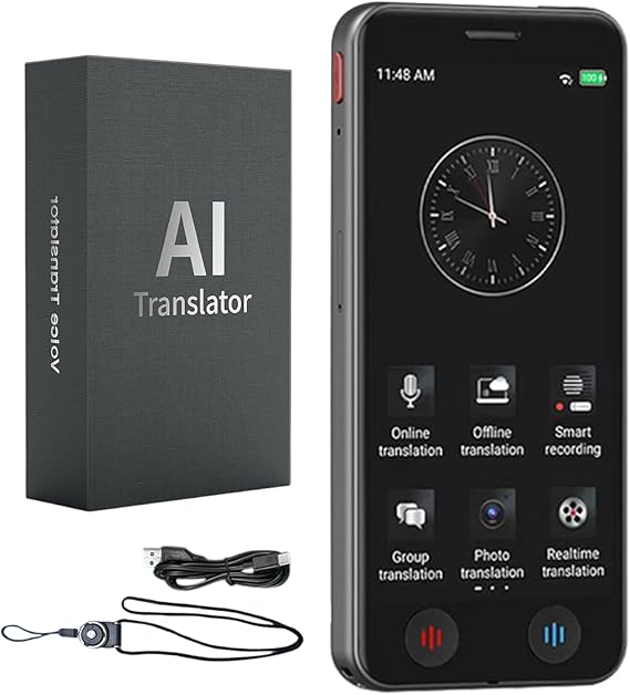 Language Translator Device,5 in AI Translator,139 Languages Online Offline | 98% Accuracy 0.2s AI Instant Translator Voice Text Photo Translation, Portable Instant Translator,Learn Travel Business Gift