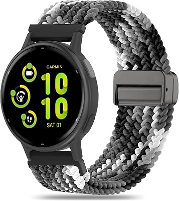 20mm Magnetic Braided Compatible with Garmin Vivoactive 5 Watch BandsVivoactive 633 Music, Elastic Nylon Soft Sport Wristband Strap for Venu Sq 2Venu 2 Plus & Forerunner 55165245645