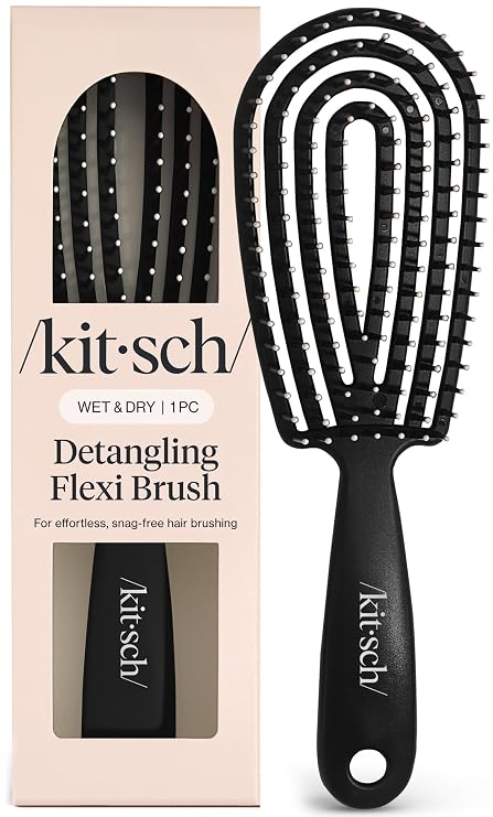 Kitsch Flexi Flow Detangler Brush, Hair Brushes For Women - Black