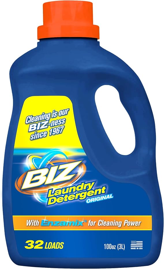Biz Liquid Laundry Detergent, 100 oz Powerful Stain-Fighting Laundry Soap for Deep Cleaning, Works in HE & Standard Washers