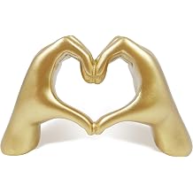 Gold Heart Hands Statue, Hand Hearts Sculpture, Modern Table Shelf Accessories Decor, 5.5'' x 3'' I Love You Ornament