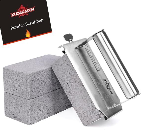XUDAKAIXIN Grill Cleaning Bricks with Handle, Pumice Griddle Cleaning Stone Removing Stains for Grill,Plattop Griddle,Sink,Cookwares,Floor,Countertop(3 Pack) (3-Pack with Handle)