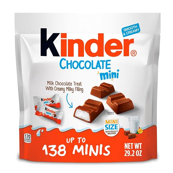 Kinder Chocolate Candy Mini Bars with Creamy Milky Filling, 29.2 oz