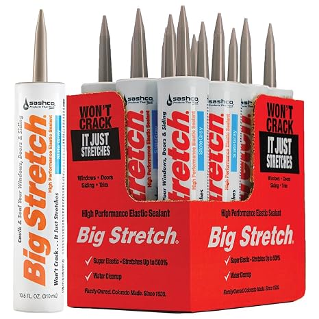 Sashco Big Stretch Acrylic Latex High Performance Caulking Sealant, 10.5 Ounce Cartridge, Slate Gray (Pack of 12)