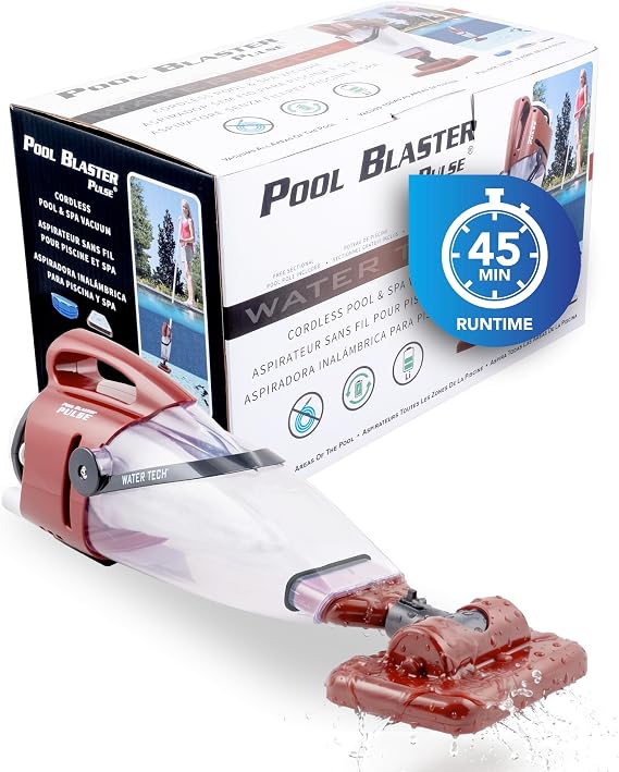 POOL BLASTER Pulse Cordless Pool Vacuum for Above Ground Pools | American-Engineered Hoseless Vac with XL Debris Chamber & 45" Pole - Rechargeable Cleaner with 7.5" Head & 45 Min Runtime