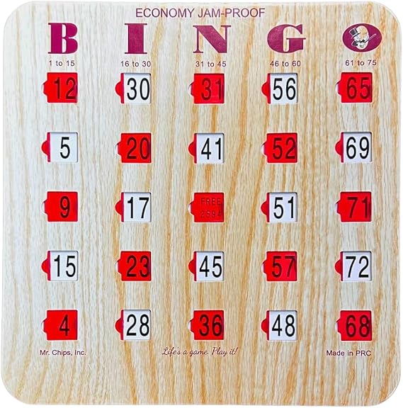 MR CHIPS Jam-Proof Fingertip Slide Bingo Cards with Sliding Windows 200 Pack in Tan Style