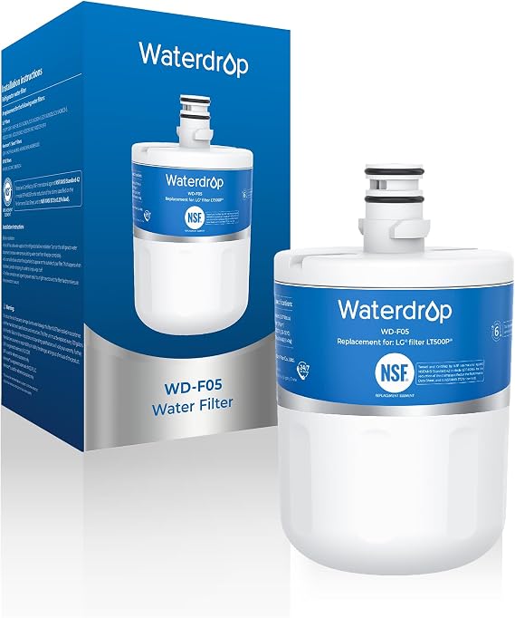 Waterdrop 5231JA2002A Refrigerator Water Filter | Replacement for LG LT500P, GEN11042FR-08, ADQ72910911, ADQ72910901, Kenmore 9890, 46-9890, LFX25974ST, LFX25973ST