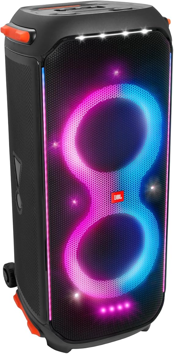 JBL PartyBox 710 -Party Speaker with Powerful Sound, Built-in Lights and Extra Deep Bass, IPX4 Splash Proof, App/Bluetooth Connectivity, Made for Everywhere a Handle Wheels (Black) | 800W RMS of powerful JBL Original Pro Sound, Dynamic, colorful, customizable lightshow, IPX4 splashproof