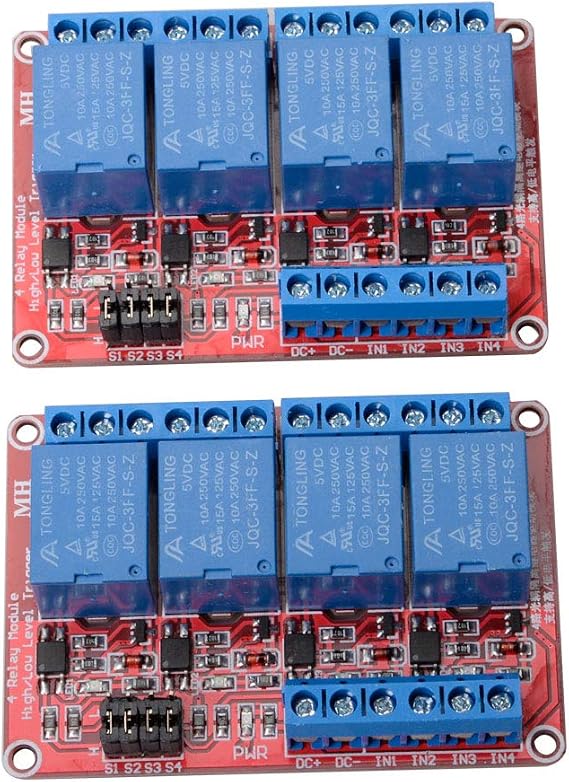 2Pcs DC 5V 4 Channel Relay Module Board Shield with Optocoupler Isolation Suport High/Low Level Trigger Relay