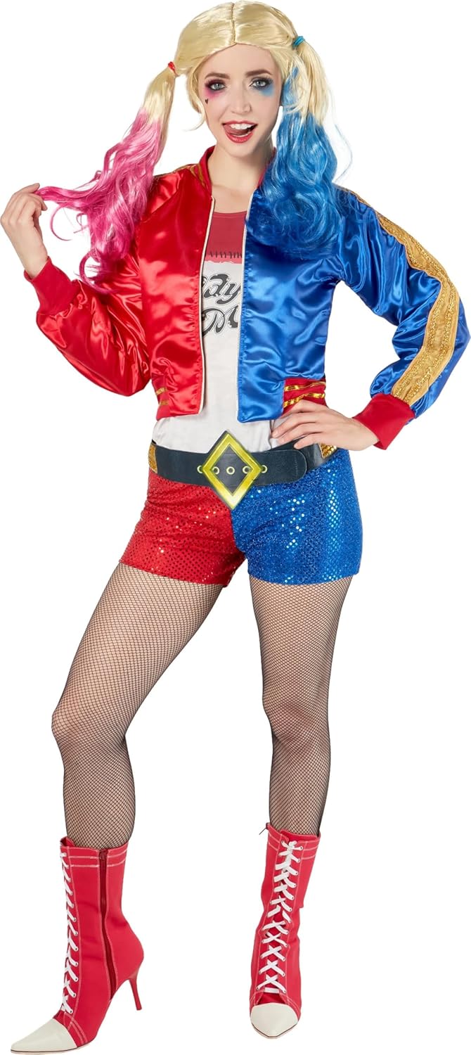 Harley Quinn Ladies Fancy Dress Halloween Suicide Squad Womens Villain Costume Small