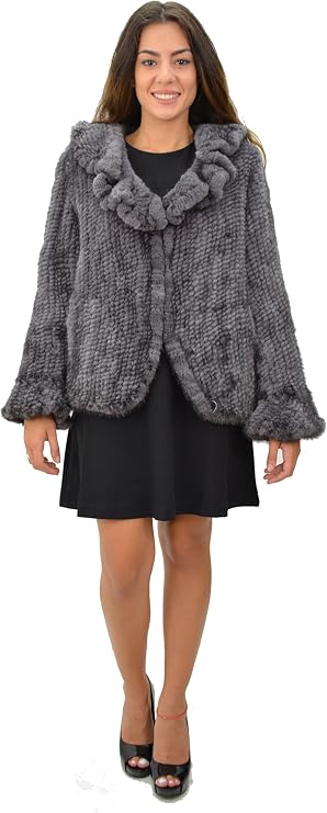 Hima Mink Knit Jacket With Ruffle Colar