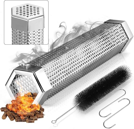 Realcook 12 Smoke Tube for Pellet Smoker, Hot/Cold Smoking on Grill 5hrs | Stainless Steel 12" Smoker Tube with Wood Pellet or Chips, Hot or Cold Smoking on any Grill or Smoke for 5 Hrs, Easy to Clean
