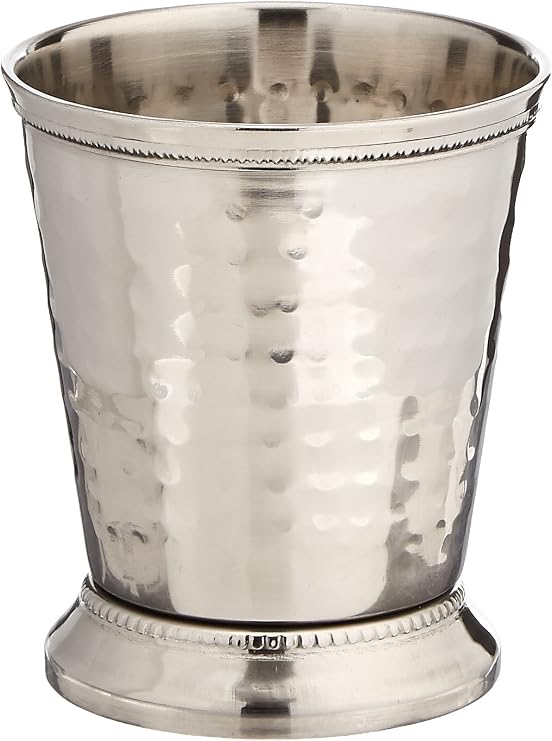 Elegance 10 oz Hammered Mint Julep Cup, Medium, Silver
