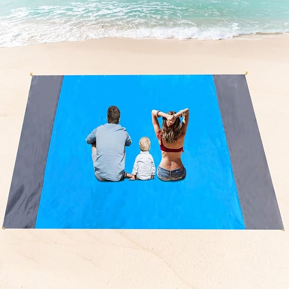 AUXHCYL Beach Blanket, 200x250cm Picnic Mat Large, Sandless Beach Blankets Waterproof Sandproof,with 4 Stakes for 5-8 Adults,Camping,Outdoor Accessories,Essentials
