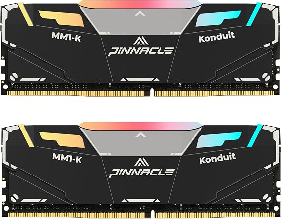 Timetec Pinnacle Konduit RGB 16GB KIT(2x8GB) DDR4 3200MHz PC4-25600 CL16-18-18-38 XMP2.0 Overclocking 1.35V Compatible for AMD and Intel Desktop Gaming PC Memory Module RAM - Black