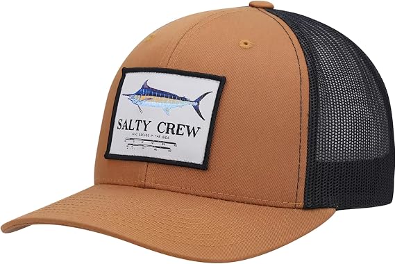 Salty Crew Men's Fish Logo Retro Trucker Hat - Unisex Adjustable Baseball Hat for Adults - Premium Cotton