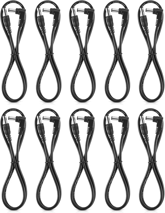 Donner Guitar Pedal Power DC Cable, 60 CM Effect Power Supply Cord - 10 Pack, Male to Male