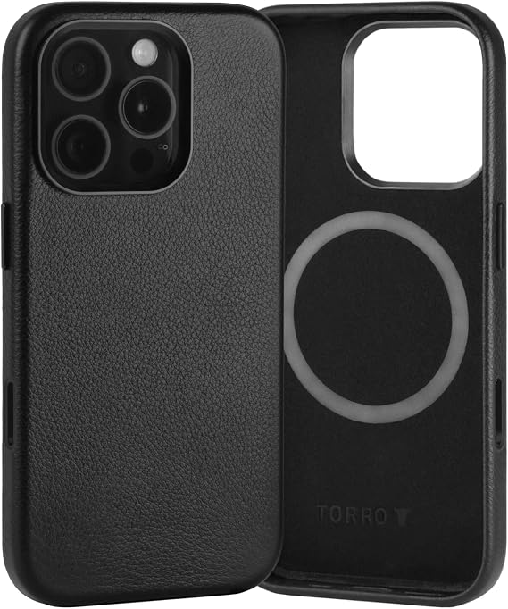 TORRO Case Compatible with iPhone 16 Pro Max Premium Leather MagSafe Charging Compatible, Slim Bumper Case (Black)