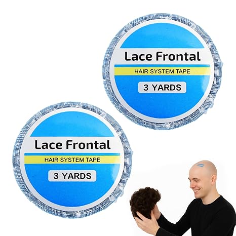 2 PCS Wig Tape Double Sided Extra Strong, 0.8 CM * 3 Yards Hair System Tape Lace Front, Blue Wig Tapee for Extensions with Great Stickiness
