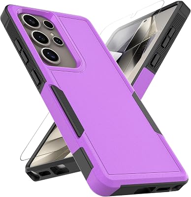 for Samsung Galaxy S25 Ultra Case: Dual Layer Protective Heavy Duty Cell Phone Cover Shockproof Rugged with Screen Protector - Military Protection Bumper Tough - Samsung Galaxy S25 Ultra 2025, Purple