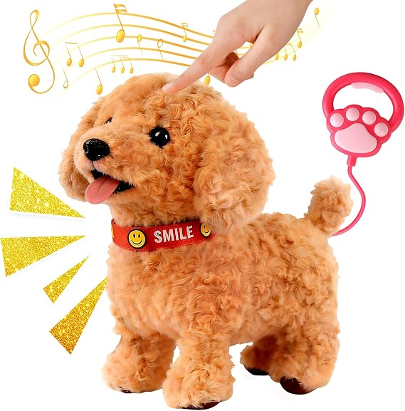 Interactive Walking Plush Robot Dog, Wuffy Robot Dog with Touch Sensing Voice Mimic Licking Motion, Anxiety Relief Dogs Gift for Dog Lovers