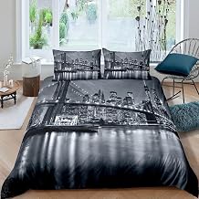 Brooklyn Bridge Duvet Cover Set Kids New York City black and white Bedding Set King Size famous city image Comforter Cover Set