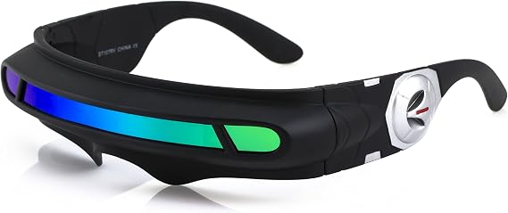 FLAWLESS EYEWEAR Futuristic Space Alien Costume Party Cyclops Shield Colored Mirror Mono Lens Wrap Sunglasses 147mm