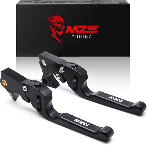 MZS Motorcycle Clutch Brake Levers, Wheel Adjustable CNC Handle Set | for Sportster 883 XL 04-13, Sportster XL 1200 04-13, XR1200 08-10, XR1200X 10-12, Black Curved Finger Ergonomic Lever Kit