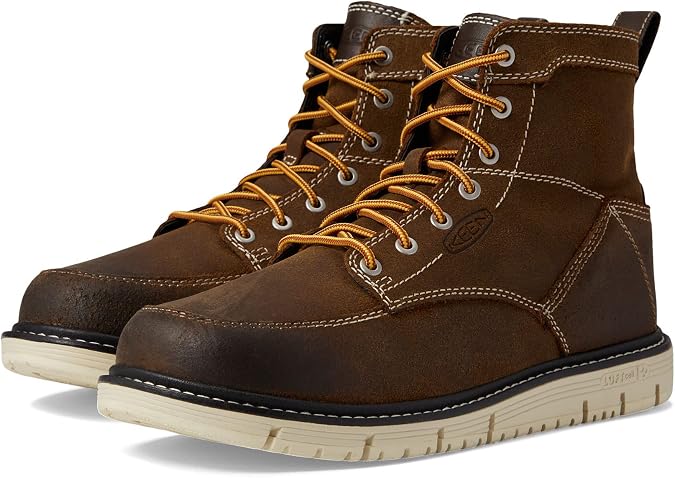 KEEN Utility Mens San Jose 6 Soft Toe Wedge Work Boots, Coffee Bean/Star White, 14 Wide US