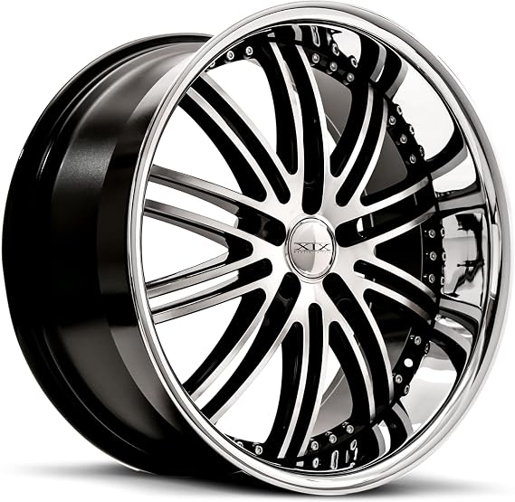 XIX X23 | Staggered 20 Inch Rims (Set of 4 Wheels) - Black Machine With SS Lip Finish - Fits Most Sedans, Coupes, and SUVs - Concave Rim Wheel