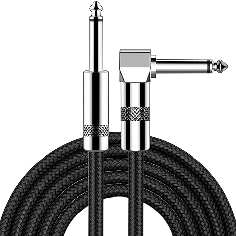 New Bee Guitar Cable 1.8m/6ft Electric Guitar Instrument Cable Bass AMP Cord 1/4 inch Jack Lead for Electric Guitar, Bass Guitar, Electric Mandolin, Pro Audio (Right Angle, Black)