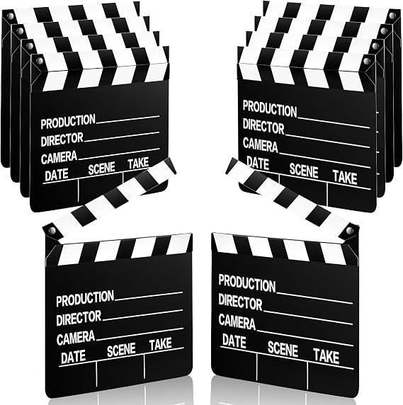 BBTO 10 Pieces Movie Film Clap Board, Double-Sided, Black and White