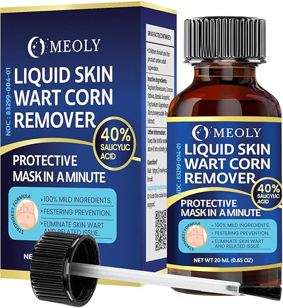 MEOLY Fast-Acting Wart Remover: 40% Salicylic Acid Wart Remover Maximum Strength for Plantar Wart, Corn Men and Women 0.65 oz