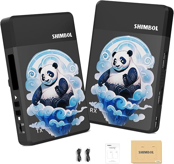 Shimbol Wireless Video Transmission System TP Max,Wireless Image HDMI Transmitter and Receiver 5GHZ 1000ft 1080P HD 0.07S Latency Dual HDMI Ports Aluminum Alloy Shell Fanless Design