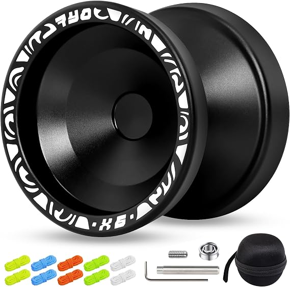 X6 Professional Trick Yoyo for Kids and Beginner, Responsive Yoyo 6061 Aluminum Alloy Yoyos with KK Bearing, Axle, Bag, 10 Strings, Yo-yo Bearing Kit