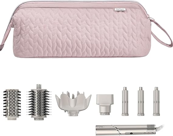 KarSyon Shark Flex Style Case for Dyson Airwrap Hair Dryer Brush Revlon Hair Tools Travel Bag Carrying Case Flat Curling Iron Organizer, Pink, Portability